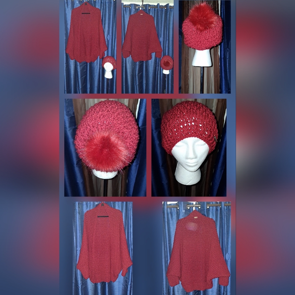 Handcrafted Autumn Red Crochet Sweater Set!☃️🥶🎄